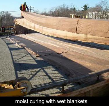Presoaked curing blankets are an effective curing method for bridge decks